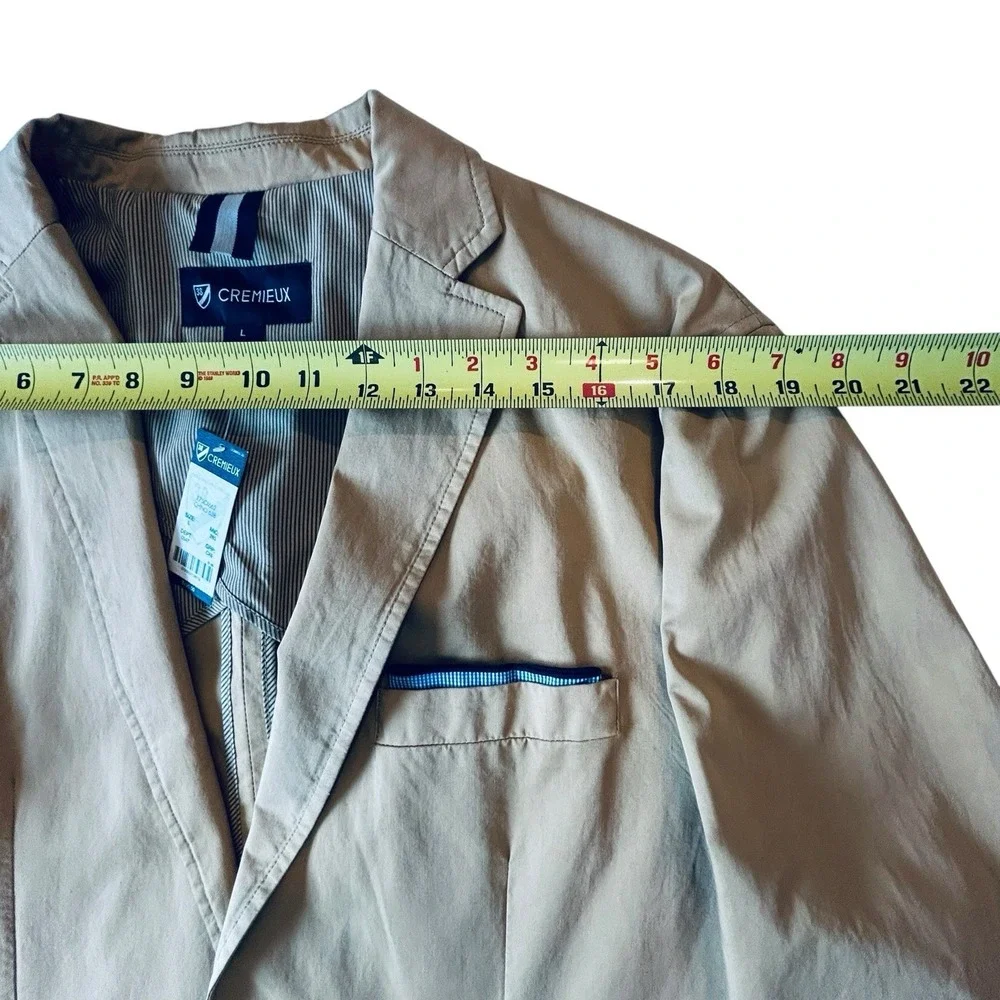 Cremieux Club 38 Mens L Chino Tan Cotton Blazer Sport Coat 2 Button All Season